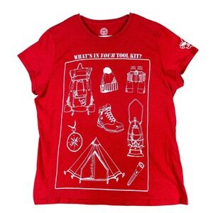 Boy Scouts Of America Shirt Womens 2XL Fitted Red Camping Graphic Scouting